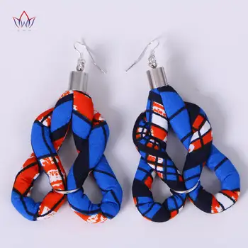 

2020 Multicolor Ankara Earrings Ethnic Flower Shape Earrings African Fabric Earring Double Layer Big Earring BRW WYB358