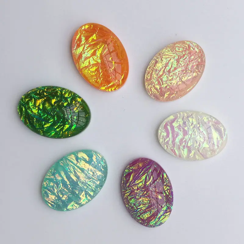 

10 pcs Diameter 18x25mm Oval 6 Colors Resin Stone Cabochon Dome Flat back beads DIY Jewelry Finding Cameo Pendant Settings S1007