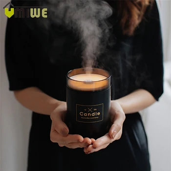 

280ml Candle Air Humidifier with Night Light USB Ultrasonic Cool Mist Maker Car Purifier Mini Humidifier for Home Office Desktop