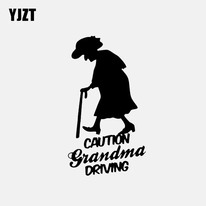 

YJZT 8.1CM*14.5CM Funny Caution Grandma Driving Vinyl Car-styling Car Sticker Decal Decoration C11-1797