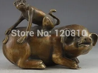 

Chinese Copper Vintage Hand Hammer Pig Monkey Statue Collection