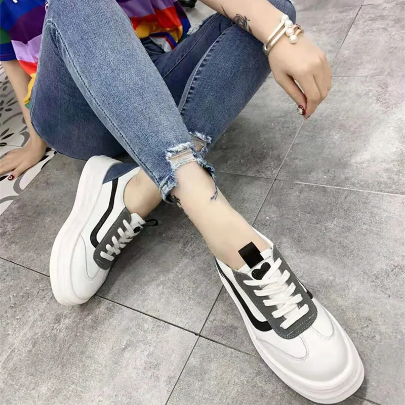 2019 New Fashion small white shoes female trend Korean casual tie with muffin and color matching lightweight sports 2019 New Fashion small white shoes female trend Korean casual tie with muffin and color matching lightweight sports