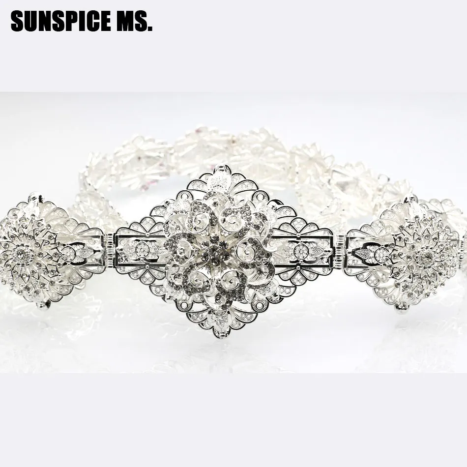 

Albania Flower Waist Chain Belt For Women Silver Color Belly Chains Adjust Length Wedding Body Jewelry 2018 Drop Shipping