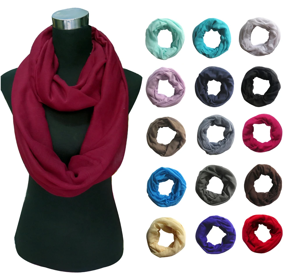 

Plain Solid Color Women's Infinity Scarf Circle Loop Snood Lightweight, Free Shipping