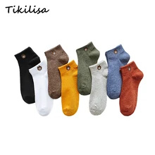 Женские милые носки, хлопковые короткие носки с вышитым медведем, Harajuku Kawaii, женские повседневные Мягкие носки с героями мультфильмов, брендовые носочки для девочек