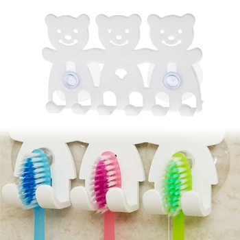 

1Pc Toothbrush Holder Wall Mounted Suction Cup 5 Position Cute Cartoon Bear Bathroom Sets