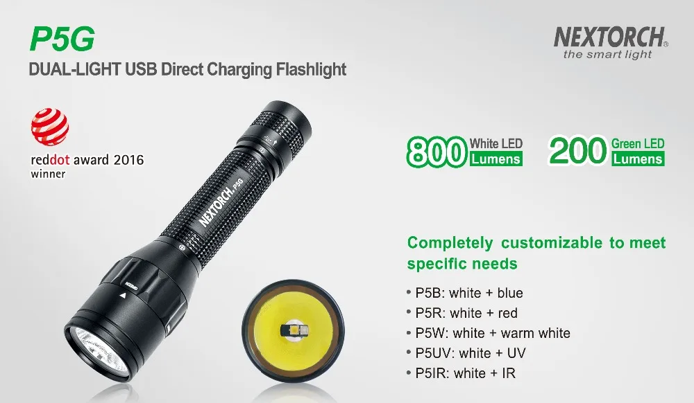 NEXOTRCH P5 Dual-light 800 люмен фонарик с USB подзарядкой 18650 батарея DUO переключатель ручной фонарь для охоты Тактический спасательный