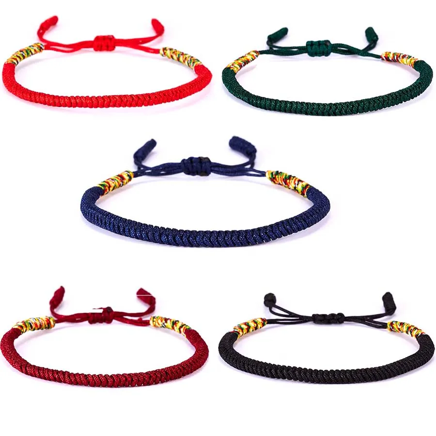 

Adjustable Ethnic Bracelet Bracelets Bangles Colorful Rope Hand-Woven Lucky Charm Tibetan For Women Men Knot Rope Budda Bracelet