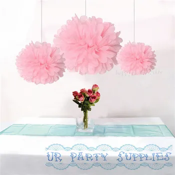

120pcs Mixed Sizes Pink Tissue Paper Flower 8"/10" /12inch Pom Poms Wedding Baby Shower Party Nursery Hanging Decoration Favor
