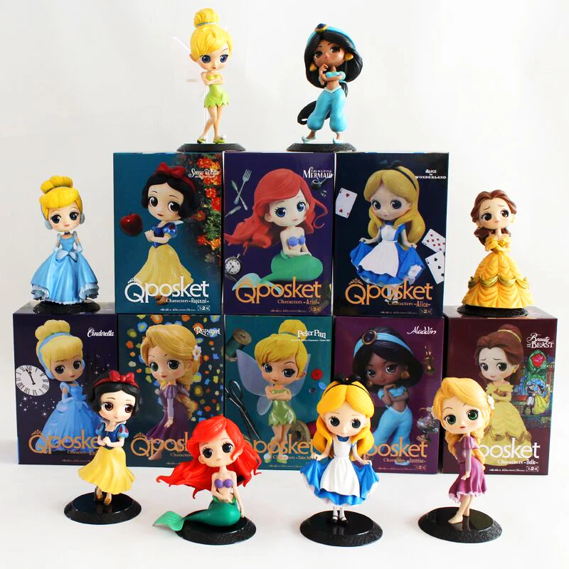 

Q Posket Princess Doll Mermaid Tinkerbell Wonder Woman Harley Quinn QPosket Characters Figure Model Girl Toys Gifts