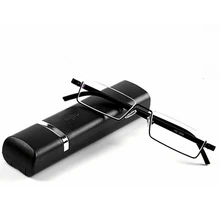 Полуметаллическая оправа, тонкие, портативные, черные, компактные очки для чтения, анти усталость глаз, с коробкой, прочность oculos de grau+ 1,0-+ 4,0