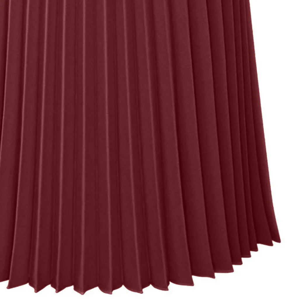 OSTRICH, весна, Женская длинная однотонная плиссированная элегантная юбка средней длины с эластичной резинкой на талии, повседневные вечерние юбки белого, черного, розового цвета