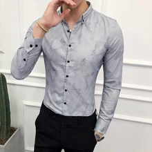 Высококачественная Мужская рубашка, Осень-зима, новинка, приталенная, британский стиль, деловые рубашки для мужчин, s, длинный рукав, официальная одежда, блуза Homme 3XL-M