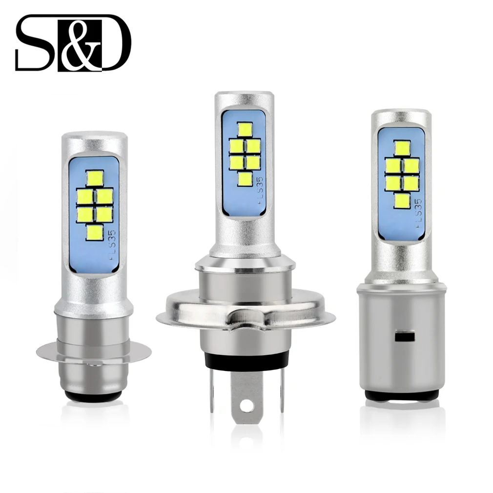 

S&D H4 LED Motorcycle Headlight BA20D P15D H6 Hi/Low Canbus Led Bulb 1200LM Fog Driving Lights DRL Scooter Front Lamp White