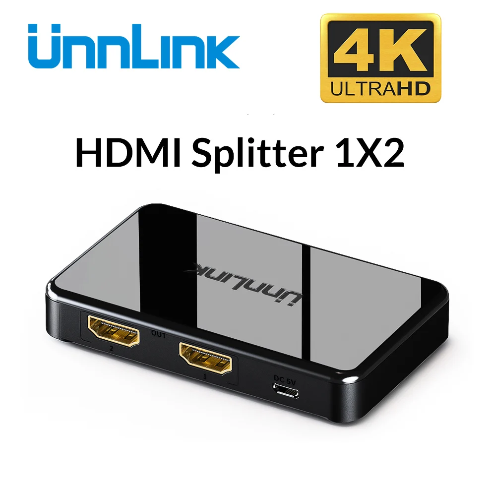 Unnlink HD mi разветвитель 1x2 UHD HD mi 1,4 UHD4K@ 30 Гц 1080 p@ 60 Гц 3D 1 в 2 выход для Смарт светодиодный ТВ mi BOX3 xbox 360 PS3 PS4 проектор