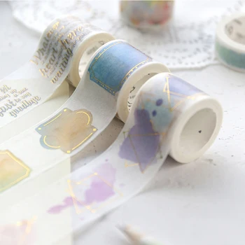 

1pc Watercolor Gilding Washi Tape DIY Decoration Scrapbooking Planner Masking Tape Dairy Photo Album Self Adhesive Stickers