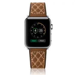 Швейные нитки из натуральной кожи для наручных часов Apple Watch 38/40/42/44 мм браслет ремень для наручных часов iWatch серии, на возраст 1, 2, 3, 4, ремешок