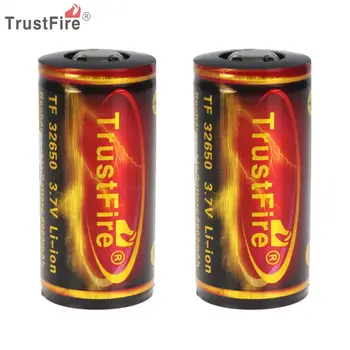 Trustfire 2 unids 6000 mAh 3,7 V 32650 de litio Li-ion recargable con PCB protegido para la linterna del LED