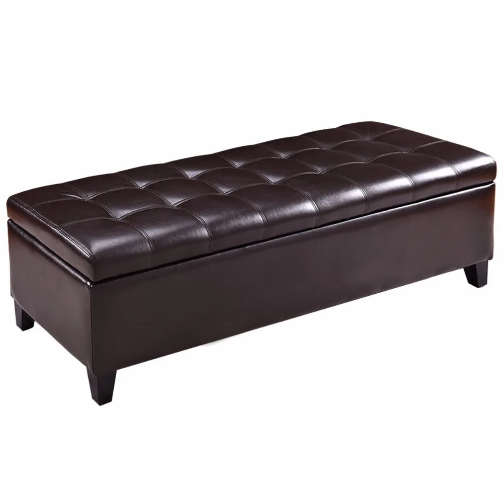 Goplus 51'' Storage Ottoman Bench Modern PU Leather Home Accents Tufted Rectangular Living Room Organizer Footstool HW56301 Goplus 51'' Storage Ottoman Bench Modern PU Leather Home Accents Tufted Rectangular Living Room Organizer Footstool HW56301