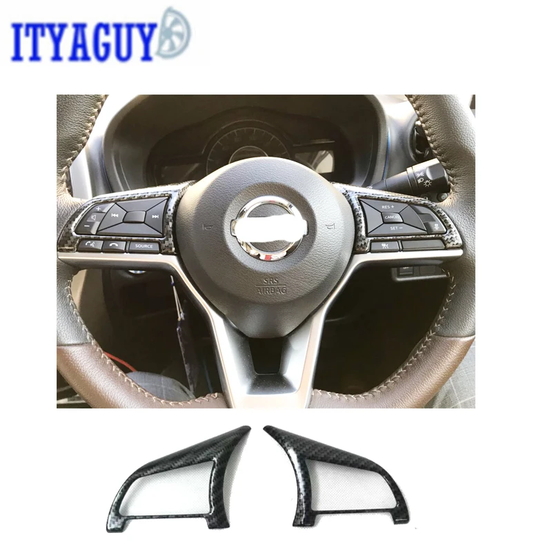 

2Pcs Cover fit for Nissan X-Trail X Trail T32 Rogue 2014-2018 ABS Matte / Carbon Fiber Style Steering Wheel Cover Trim detector