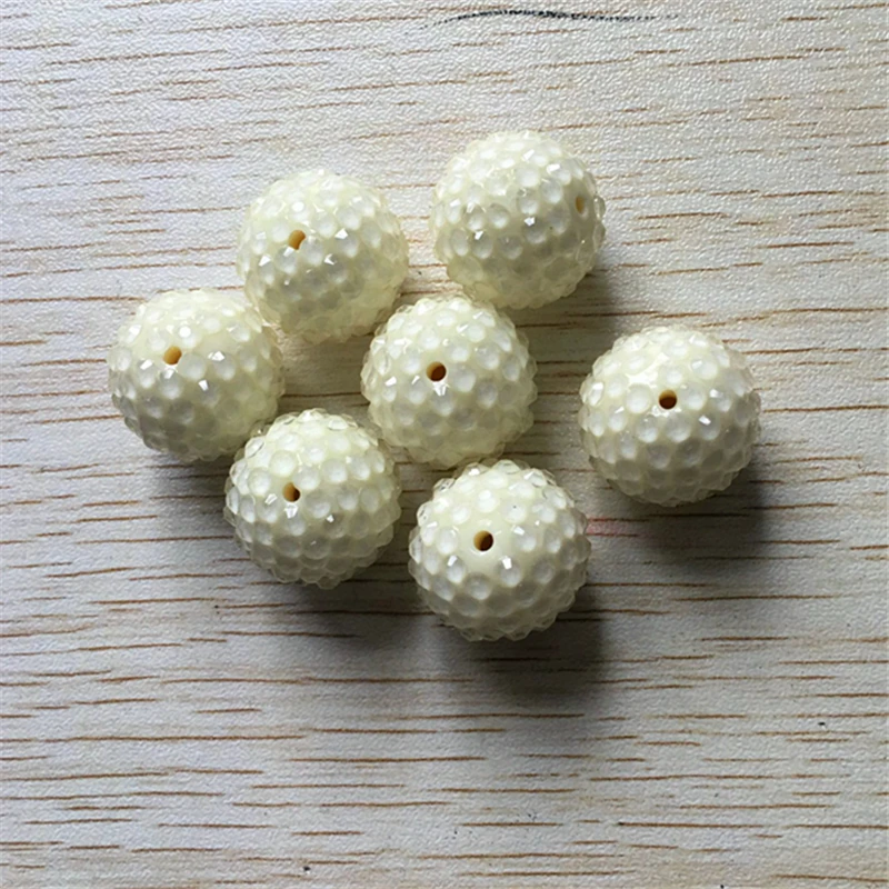 

20mm ivory white color 100pcs/lot Chunky clear Resin Rhinestone Beads for necklace Jewelry