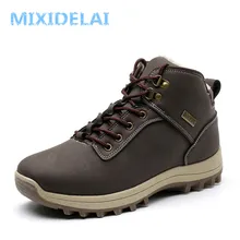 MIXIDELAI/супер теплые мужские ботинки; зимние кожаные ботинки; водонепроницаемые зимние ботинки на резиновой подошве; английские ботильоны в стиле ретро; Мужская зимняя обувь