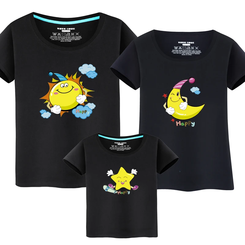 ZSIIBO/одинаковые комплекты для мамы и дочки «Мама и я» футболка с принтом «Звезда Луна солнце» для мальчиков и девочек
