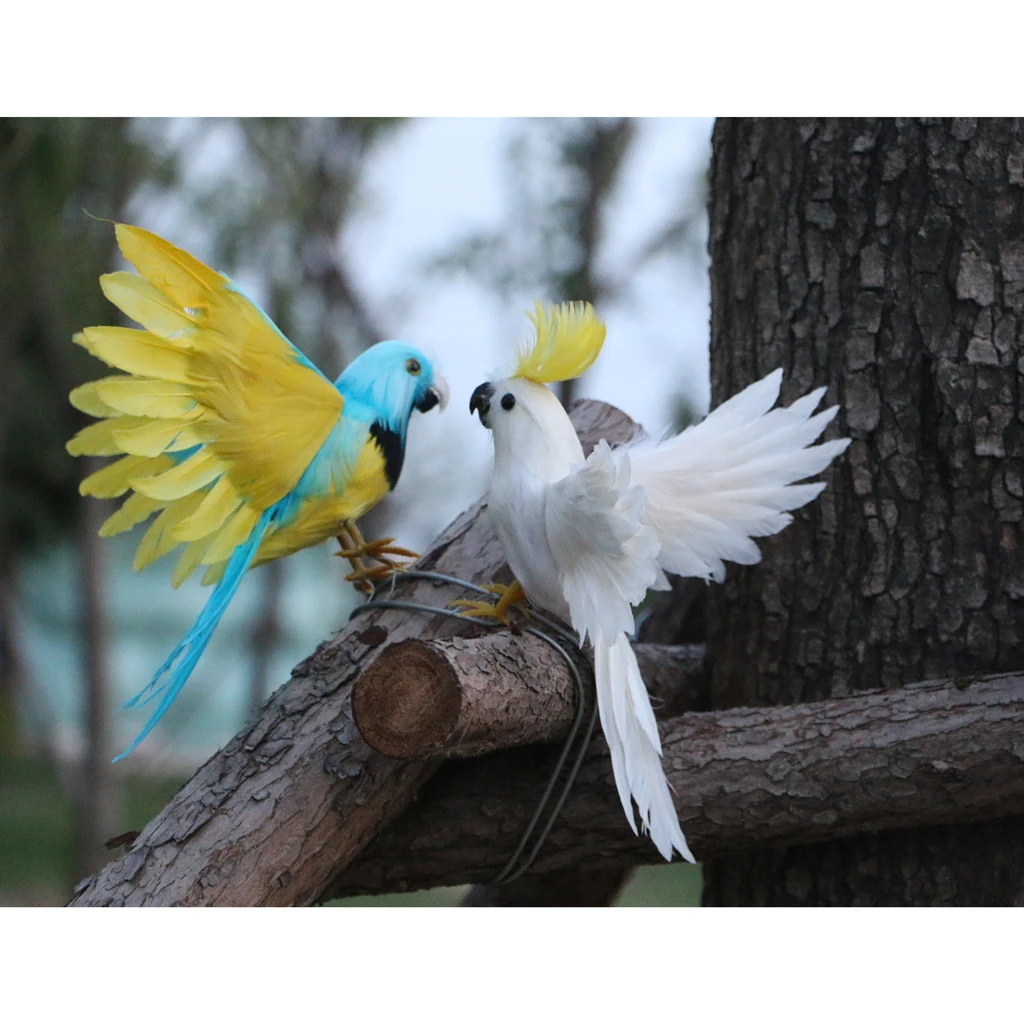 MagiDeal Handmade Colorful Artificial Feathered Bird Decorative Ornaments Table Top Shelf Display Home Decoration Craft