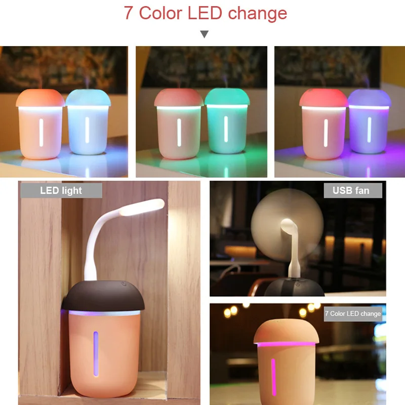 

200ml USB lamp night light Rechargeable Lamp Humidifier Aroma Essential Oil Diffuser Mist Humidifier Air Purifier With Mini Fan