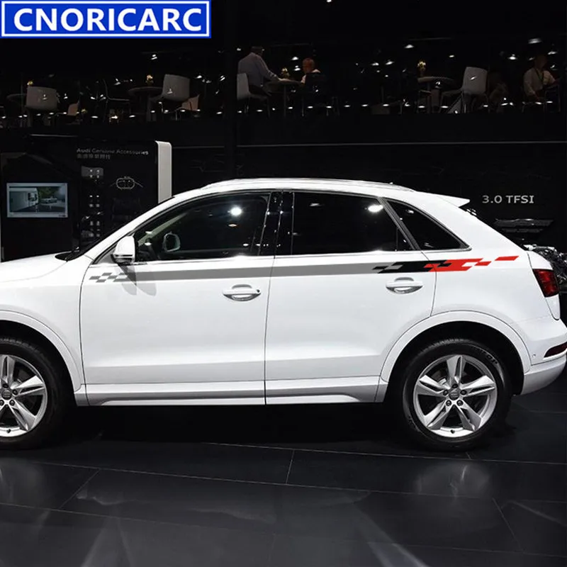 

CNORICARC Racing Lattice Vinyl Sticker Car Customized Body Waist Line Decorative Decal For Audi Q3 Q5 TT Sport Styling