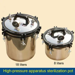 Portable High Pressure Steam Sterilization Cylinder Pot 18L Capacity Sterilizer Run-dry Protection Medical Sterilizing Pan Pot