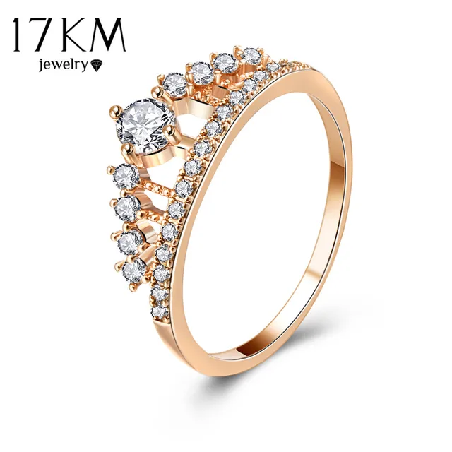 17KM Cubic Zirconia Crown Rings For Women Fashion Rose Gold Color Crystal Ring F 17KM Cubic Zirconia Crown Rings For Women Fashion Rose Gold Color Crystal Ring F