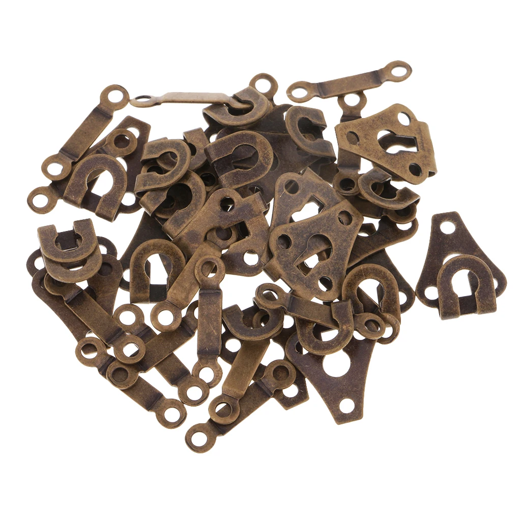 Useful 20 Pairs Copper Sew-On Hook and Eye Closures Metal Skirt & Trouser Fasteners