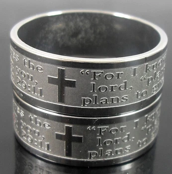 

100x Silver ETCHED Jeremiah 29:11 band Rings Men's Bible Prayer Cross Jesus Stainless Steel Rings Wholesale Jewelry Lots