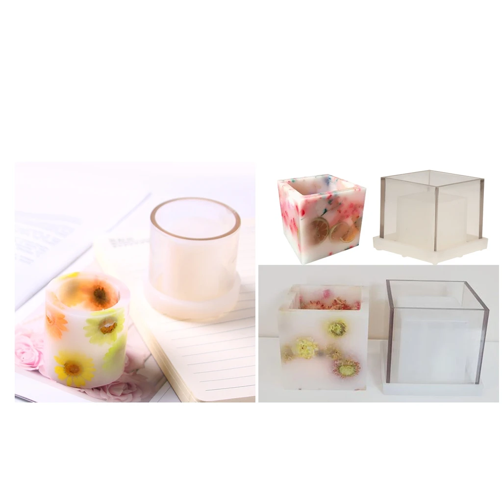 Unique Designs Hollow Cube Cylinder Shaped Candle Making Beautiful Mold Mould Aromatherapy Candle DIY Tool