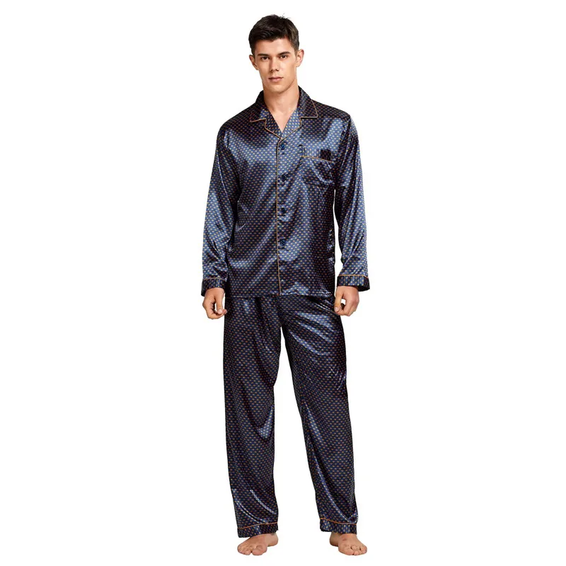 Tony&Candice Men's Stain Silk Pajama Set Men Pajamas Silk Sleepwear Men Sexy Modern Style Soft Cozy Satin Nightgown Men Summer pajama joggers Men's Sleep & Lounge