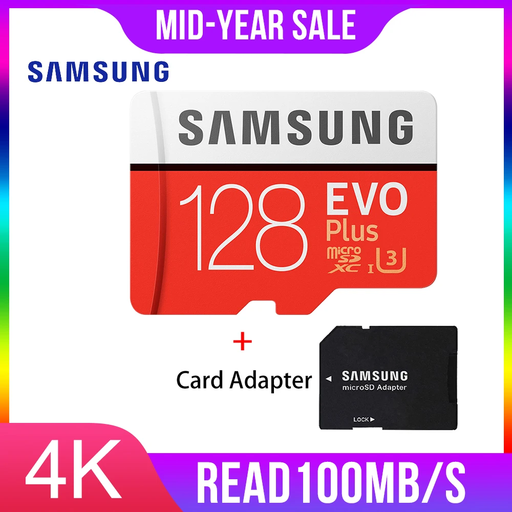 SAMSUNG карта памяти Micro SD карты памяти 128 ГБ EVO Plus Class10 Водонепроницаемый TF Memoria Sim карты для смартфонов 128 г 95 МБ/с