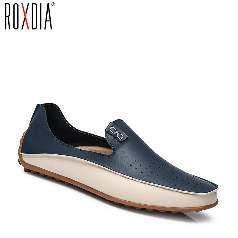 

ROXDIA Genuine Leather Men Loafers Spring Summer Causal Shoes Moccasins Men Driving Shoes Man Flats Plus Size 39-47 RXM010