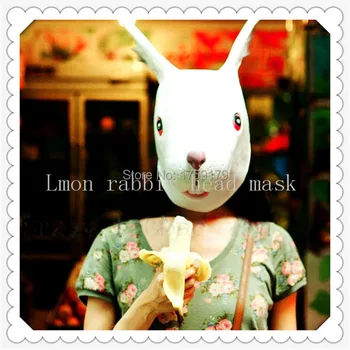 

Free shipping Rabbit head mask quality mask White Animal full head face mask funny lovely mask factory