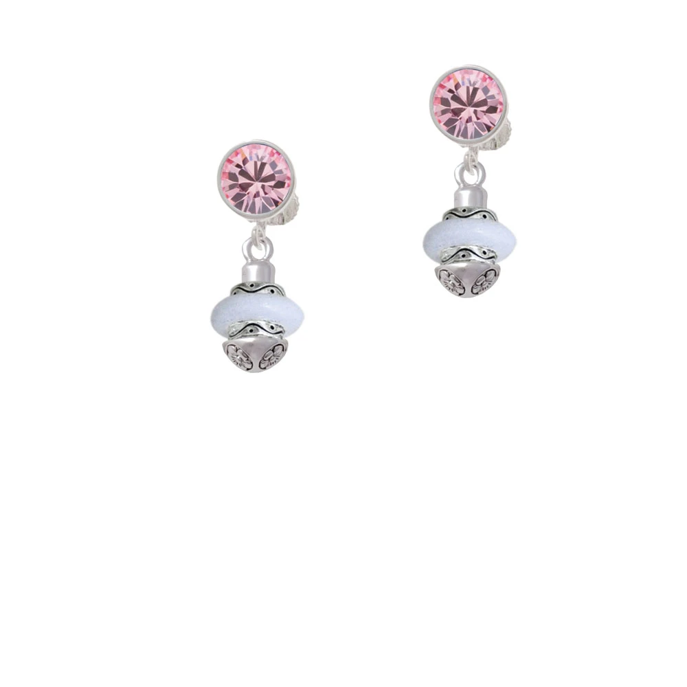 White Center Spinner Crystal Clip On Earrings (3)