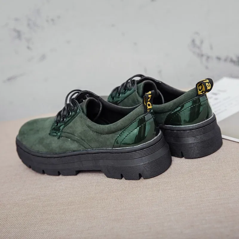 COOTELILI Casual Suede Oxford Shoes For Women Winter Autumn Platform Flat Shoes Women Lace-Up Ladies Flat Shoes 35-39     (2)