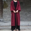 Johnature-gabardina de lino Estilo Vintage para mujer, abrigo informal holgado con cuello en V y botones, estilo chino, 2022 ► Foto 1/6
