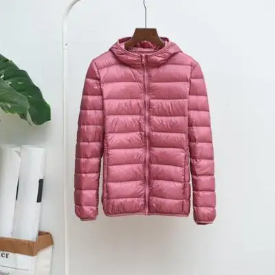 Зимнее пальто с капюшоном, светильник, тонкий белый пуховик, большой размер, женский пуховик, короткий пуховик, женские куртки WZ541 - Цвет: Розовый