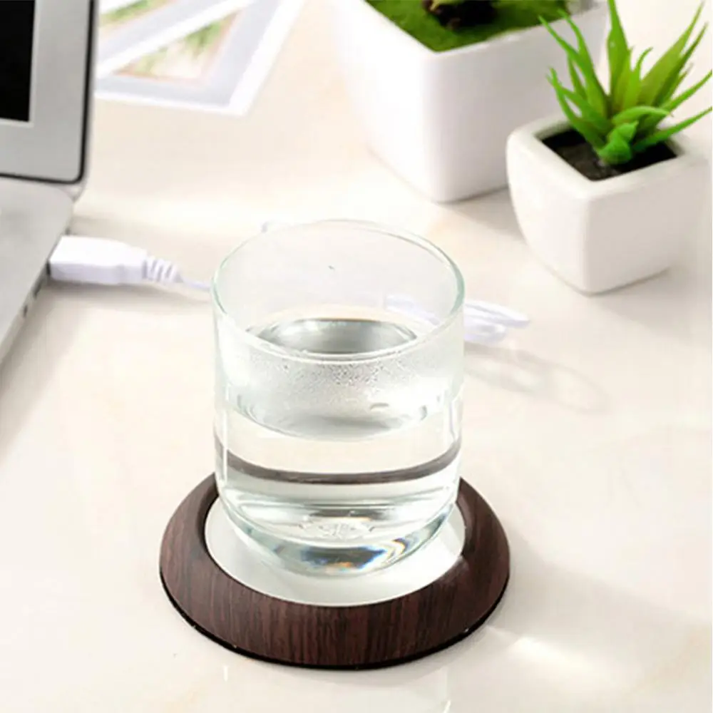 

2019 New Protable USB Wood Grain Cup Warmer Heat Beverage Mug Mat Keep Drink Warm Heater Mugs Coaster