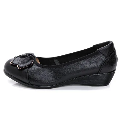 BEYARNE/Женская обувь из натуральной кожи на высоком каблуке; брендовая модная женская обувь ручной работы; Черные слипоны на высоком каблуке; повседневные женские туфли-лодочки на танкетке