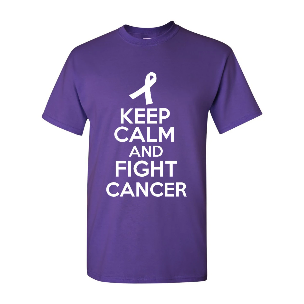 Keep Calm And Fight Cancer Disease Novelty Statement Graphics Adult T-Shirt Tee (3)