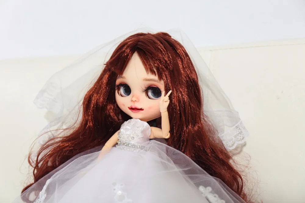 

Customization doll DIY blyth doll For birthday gift Wedding anniversary gift The wedding dress BJD doll White skin with dimples