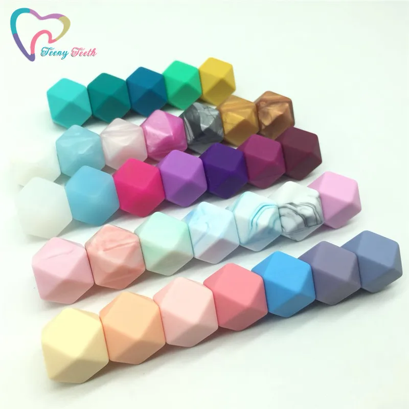 

Teeny Teeth 5 PCS Silicone Beads For Pendant Large 17 MM Geometric/Hexagon DIY Necklace/ Bracelet Baby Silicone Teether Beads