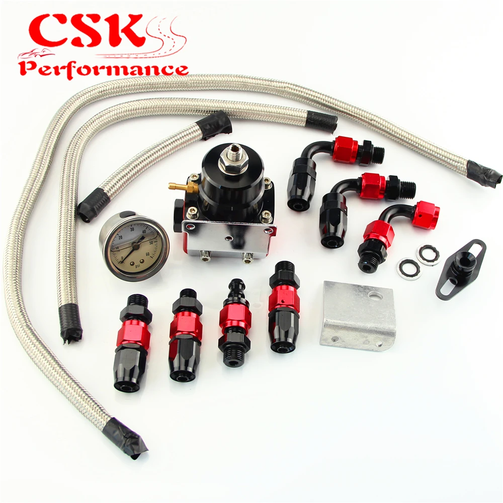 

Adjustable Fuel Pressure Regulator + Gauge Kit FIT FOR CIVIC DSM STI GTI EVO r+k