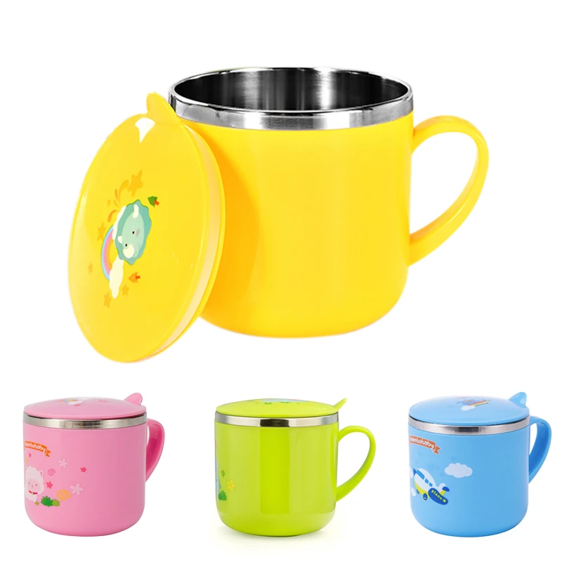 

Baby training cup Stainless steel mugs for kids feeding cup infant drinking cup water bottle with lid Kids cup 300ml